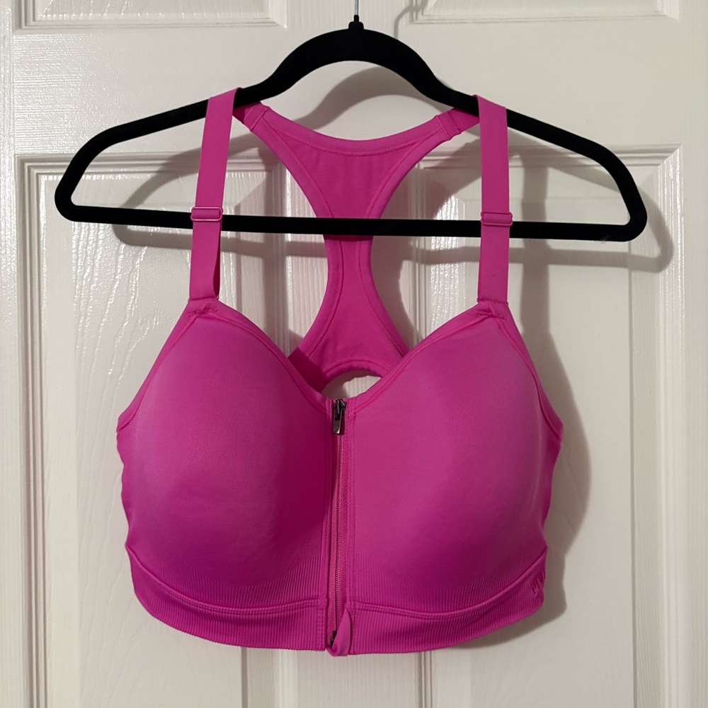 PINK SEAMLESS AIR FRONT-CLOSE HIGH-SUPPORT SPORTS BRA XL